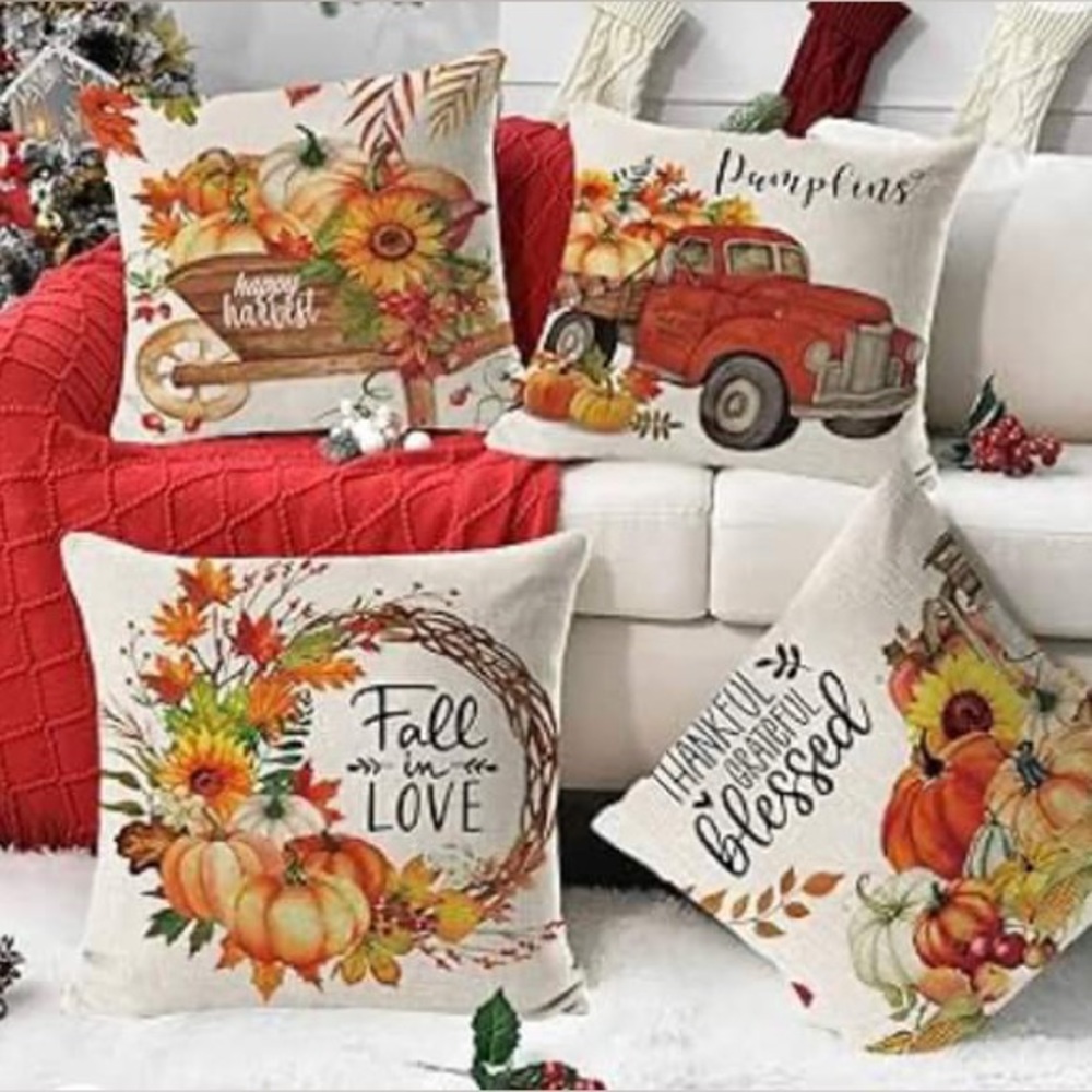 Four Fall pillow covers